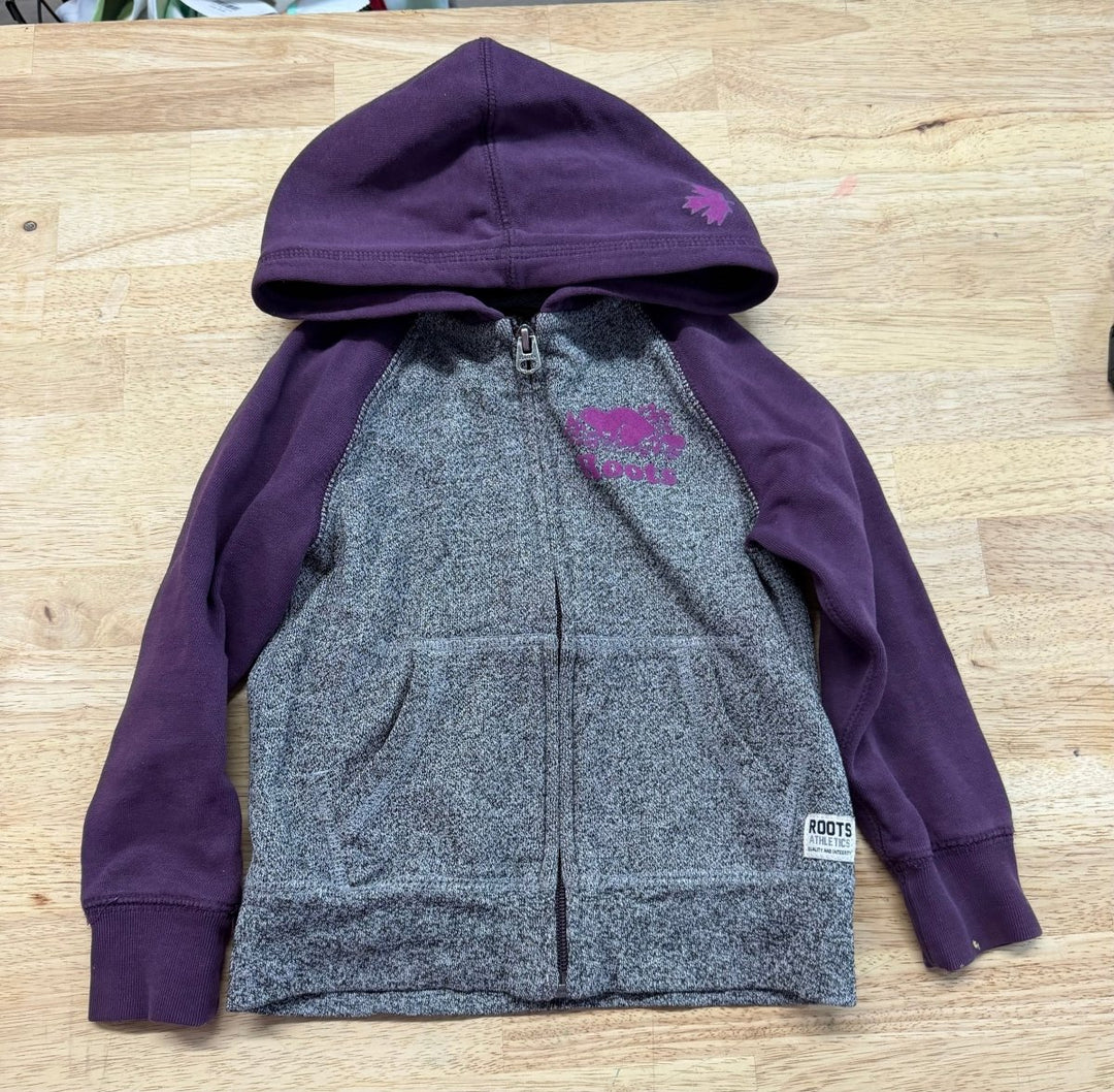 Roots Purple & Grey Zip-Up Hoodie – 3T | Excellent - Nest and Sprout-Consignment