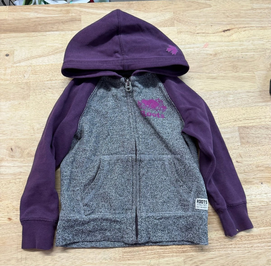 Roots Purple & Grey Zip-Up Hoodie – 3T | Excellent - Nest and Sprout-Consignment