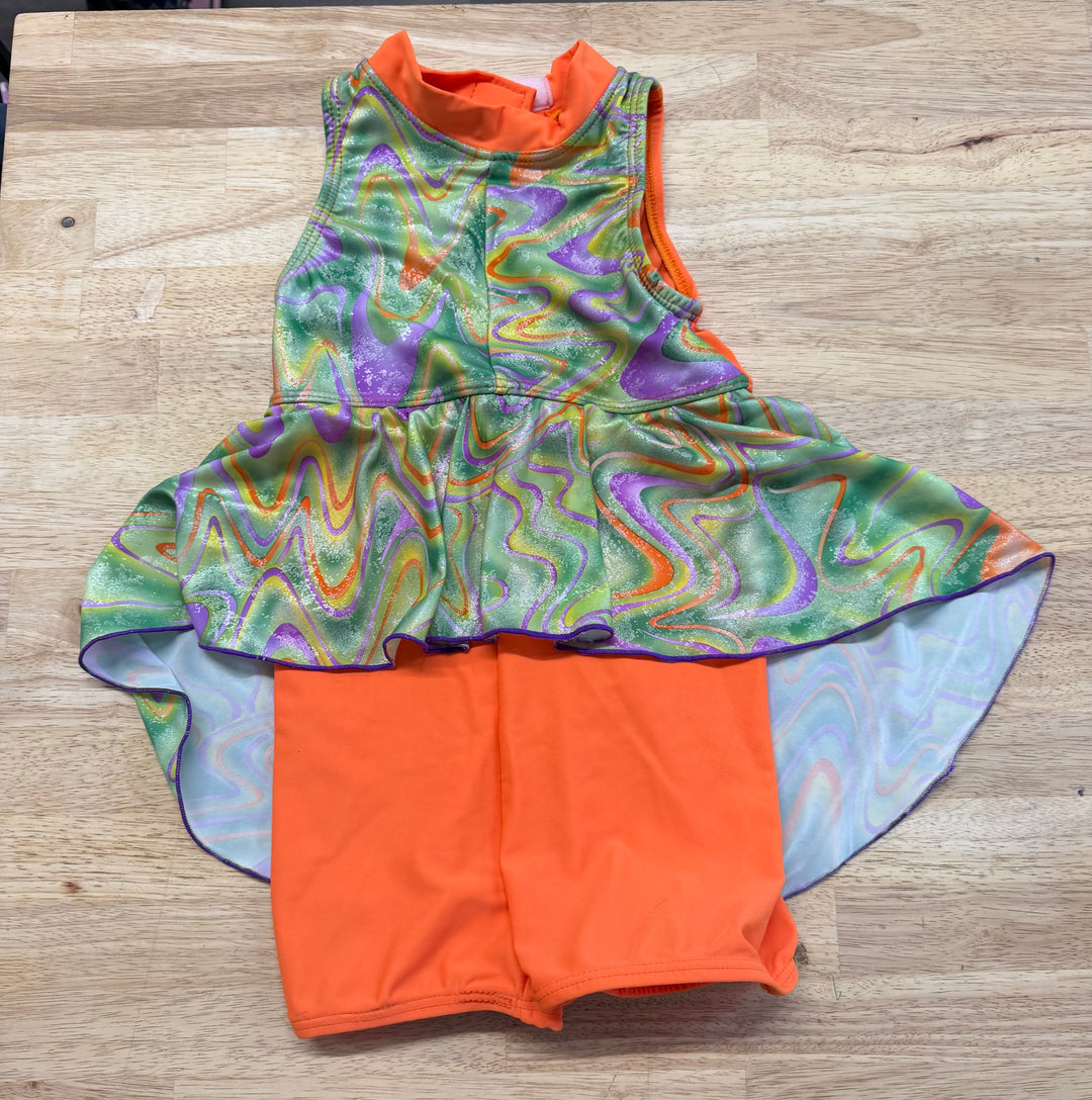 Orange & Purple/Green Skirt Unitard – 6