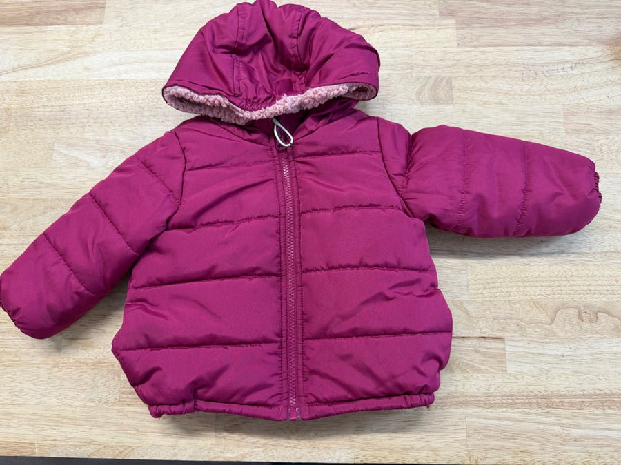 OshKosh Fuchsia Puffer Jacket – 18M | Fleece Lined Winter - Nest and Sprout-Consignment