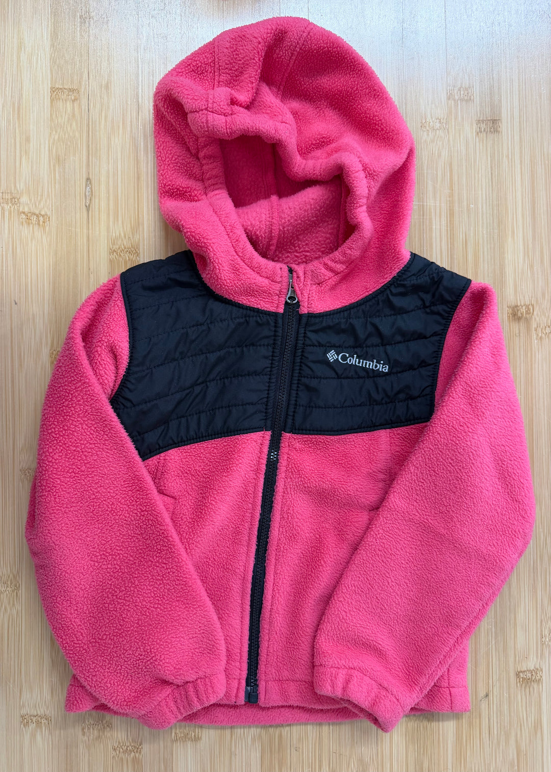 Columbia Fleece Hooded Jacket – 3T | Bright Pink with Black Upper Body