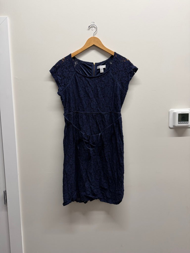 Motherhood Maternity Lace Overlay Dress – M | Blue - Nest and Sprout - Consignment
