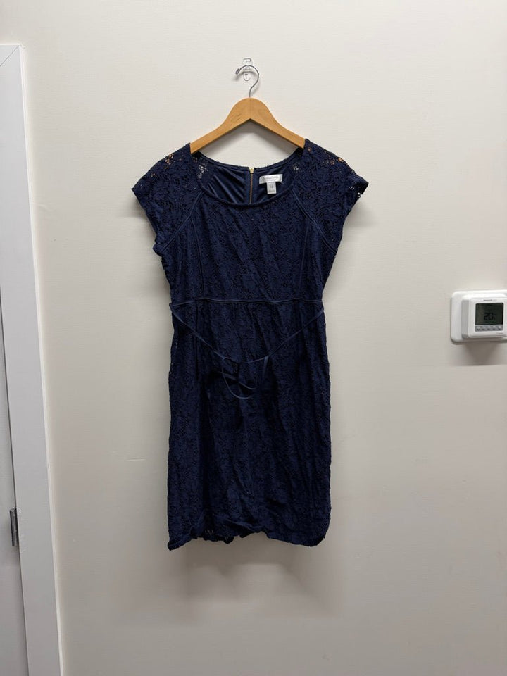 Motherhood Maternity Lace Overlay Dress – M | Blue - Nest and Sprout - Consignment
