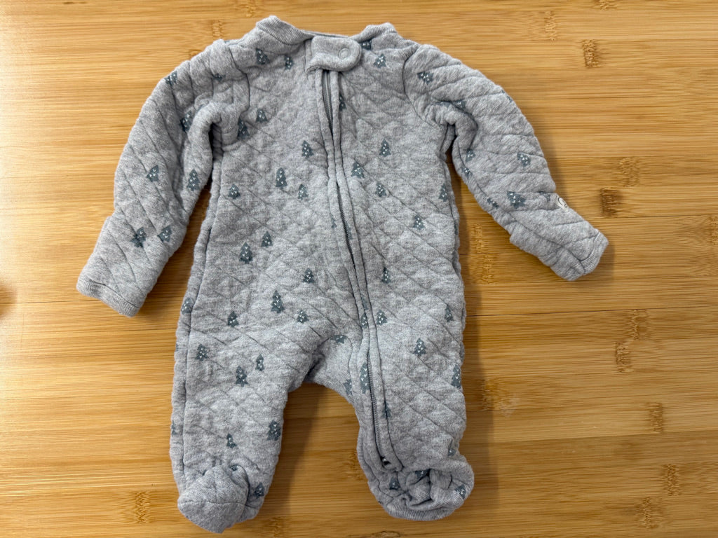 Little Planet by Carter's Quilted Sleeper – Newborn | Grey Tree Print Footed