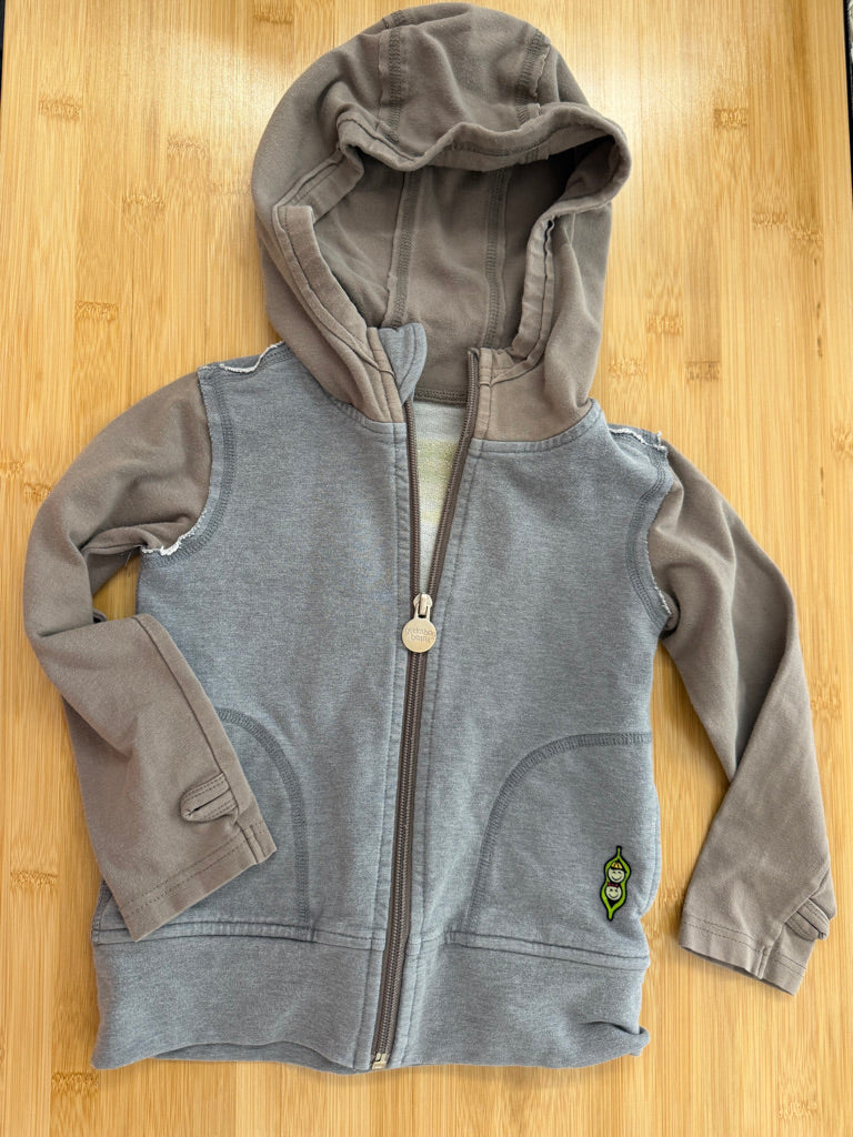 Peekaboo Beans Hooded Zip-Up Jacket – 2/3 Est. | Light Grey & Brown Raw Edges