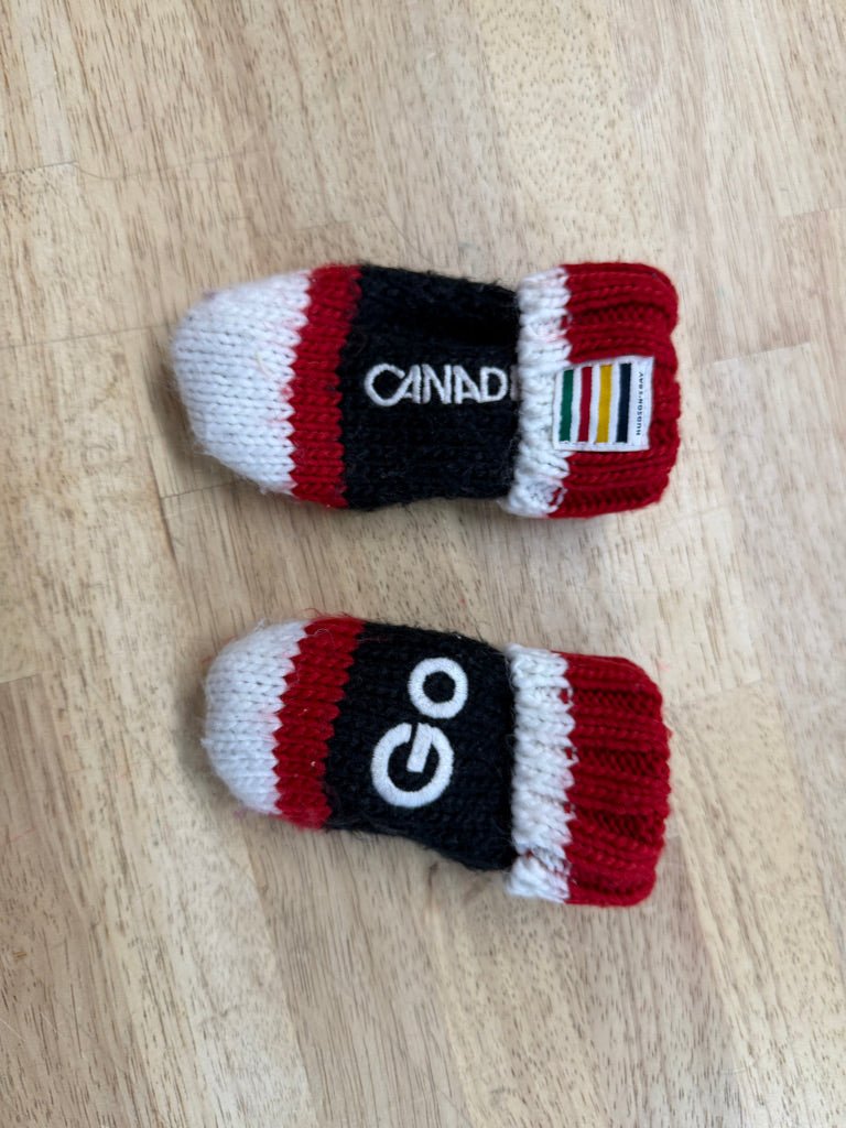 HBC Infant Mittens – Infant | Go Canada Stripe Red Black White - Nest and Sprout - Consignment