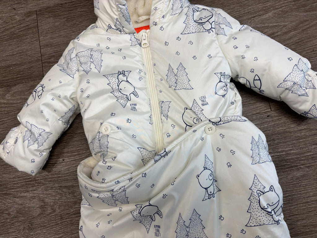 Joe Fresh Baby Snowsuit Set White Blue Print | Size 6–9M
