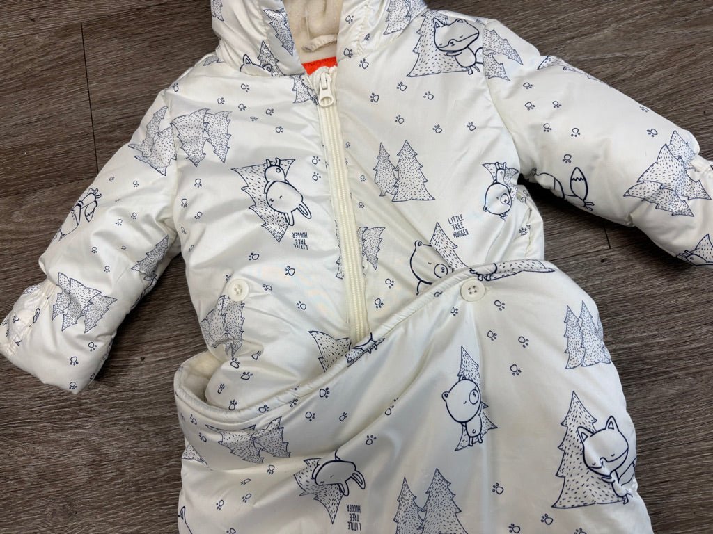 Joe Fresh Baby Snowsuit Set White Blue Print | Size 6–9M - Nest and Sprout - Consignment