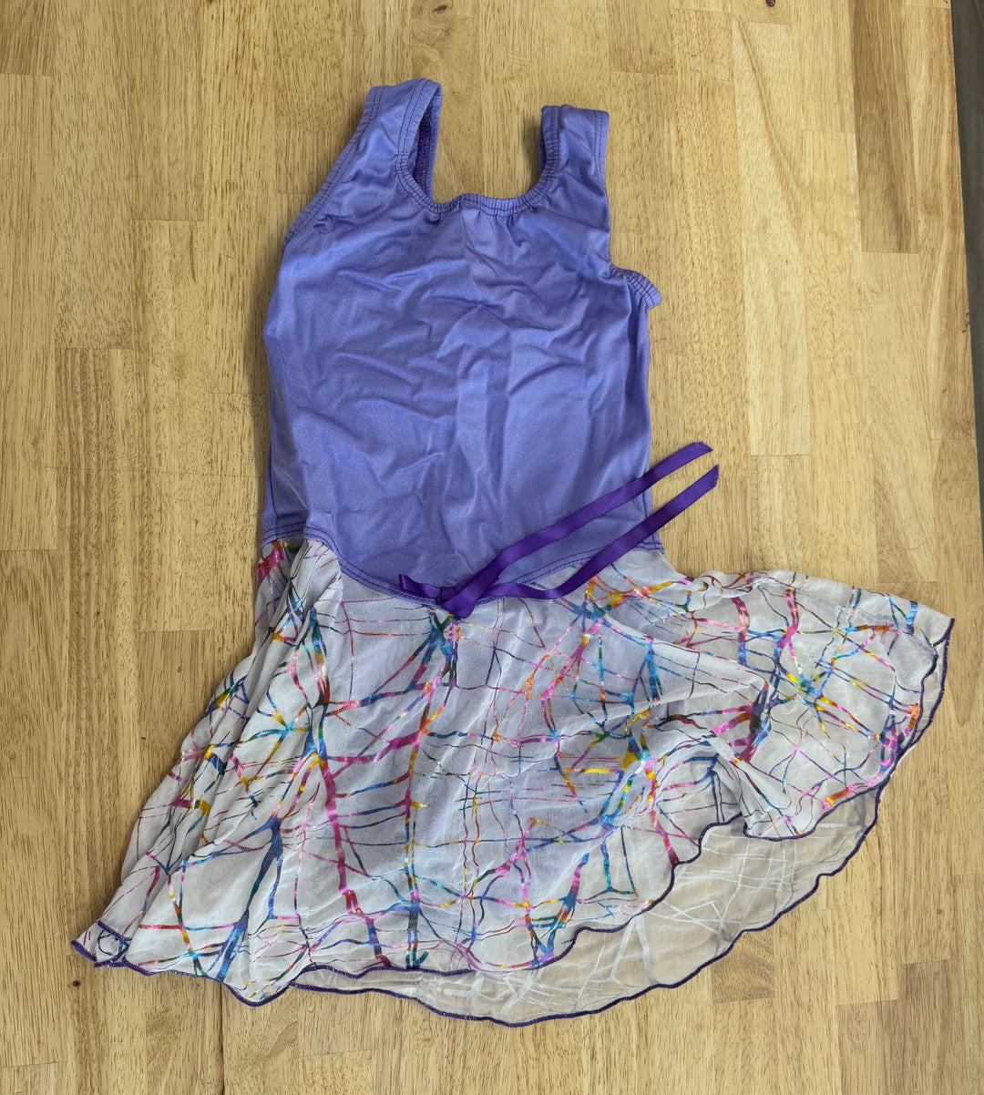 Leotard – Size 10 | Purple & Cream Tie-Dye Skirt