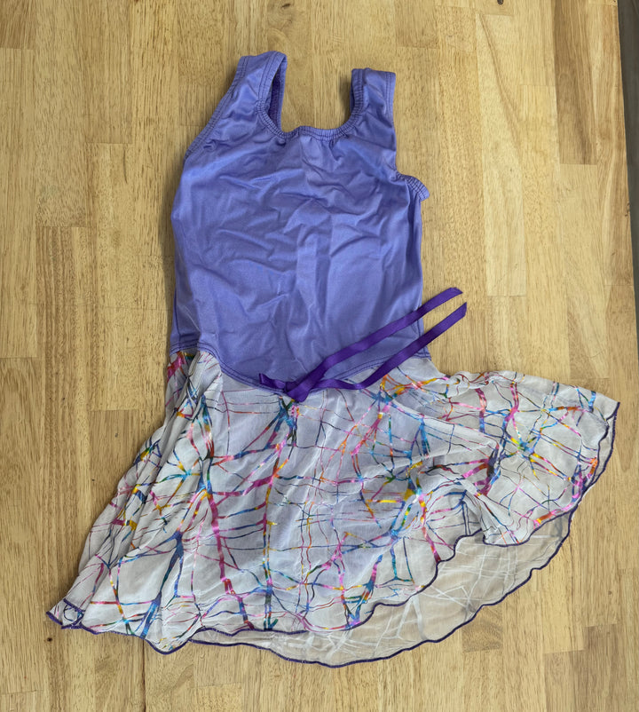 Leotard – Size 10 | Purple & Cream Tie-Dye Skirt