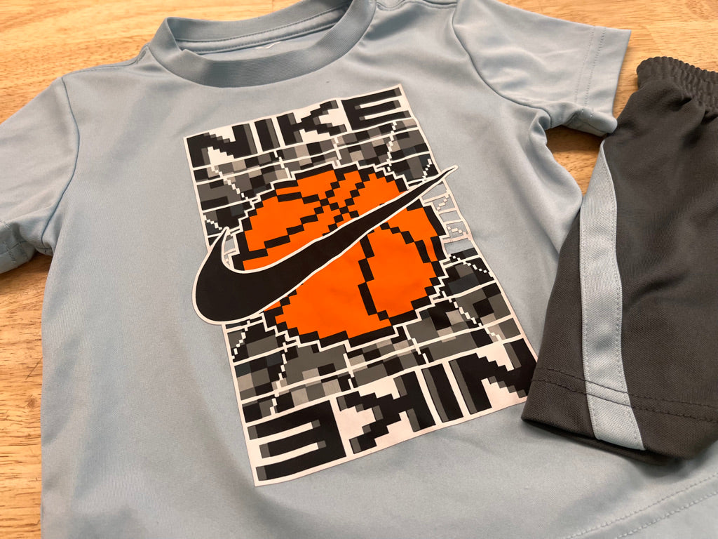 Nike Dri-Fit Basketball Two-Piece Set – 3T | Blue Shirt & Grey Shorts | Play