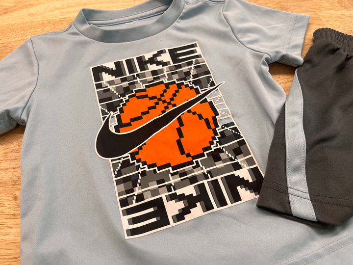 Nike Dri-Fit Basketball Two-Piece Set – 3T | Blue Shirt & Grey Shorts | Play