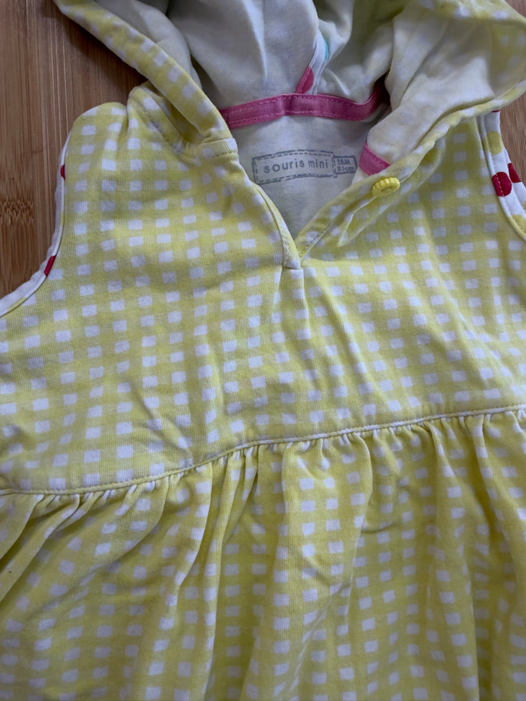 Souris Mini Yellow Gingham Hooded Tunic – 18M | Excellent