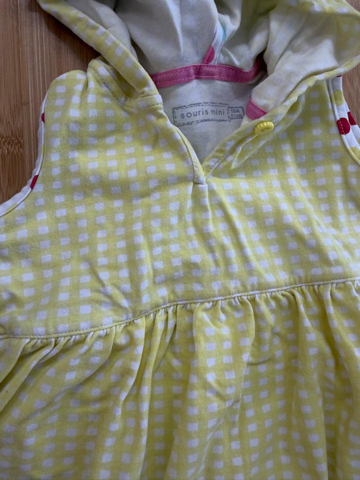 Souris Mini Yellow Gingham Hooded Tunic – 18M | Excellent