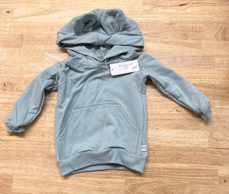 Mi & Fi Hoodie – Size 3–6M (Light Blue Bear Ears, NWT)
