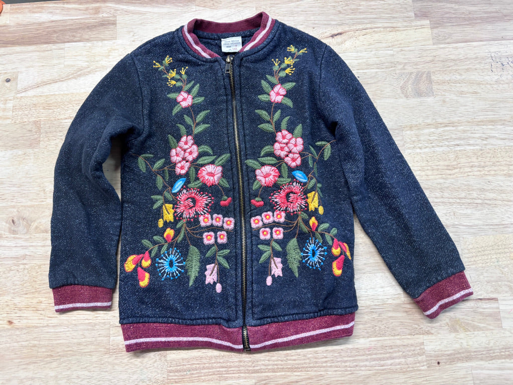 Zara Girls Floral Zip-Up Sweater – 7Y (122cm)