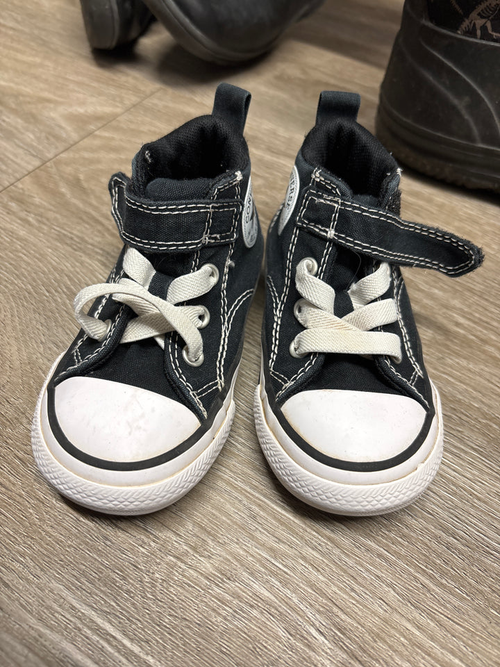 Converse Size 6 High-Top Sneakers (Black with Velcro)