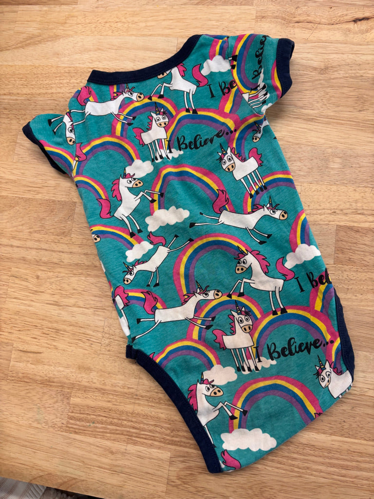 Lazy One 18 Months Unicorn Bodysuit (Turquoise)