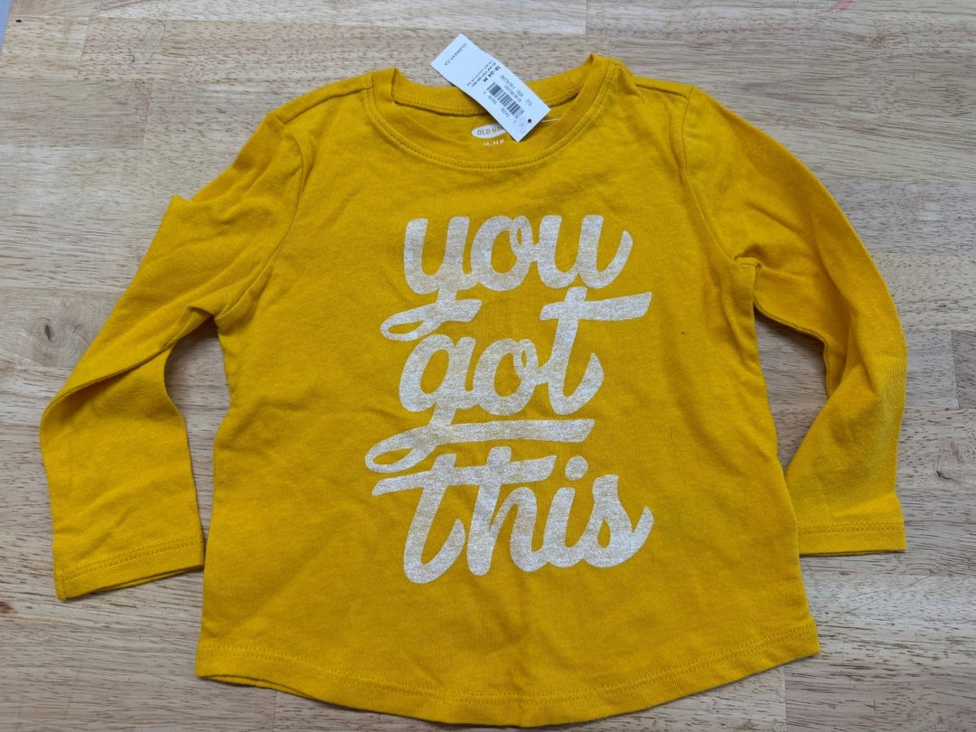 Old Navy You Got This Yellow Girls Shirt – 18–24M | NWT - Nest and Sprout-Consignment
