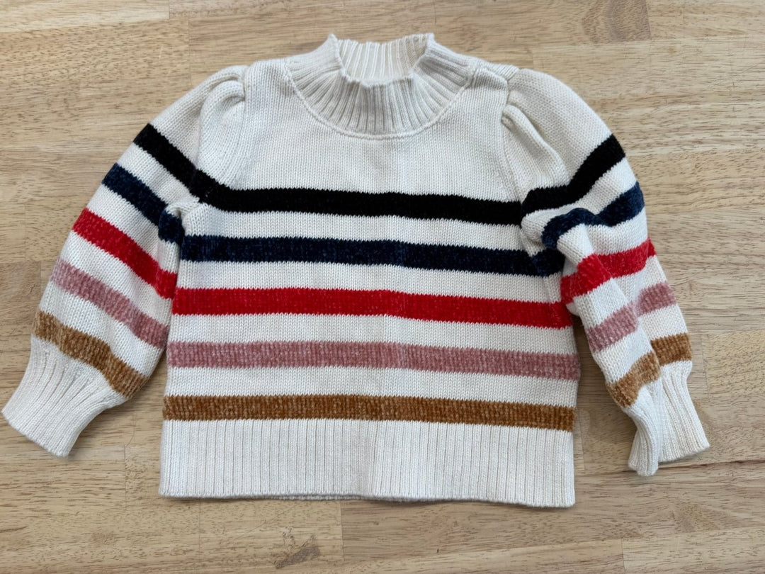 Gap Mock Neck Velour Stripe Sweater – 12–18M | Cream Multicolour