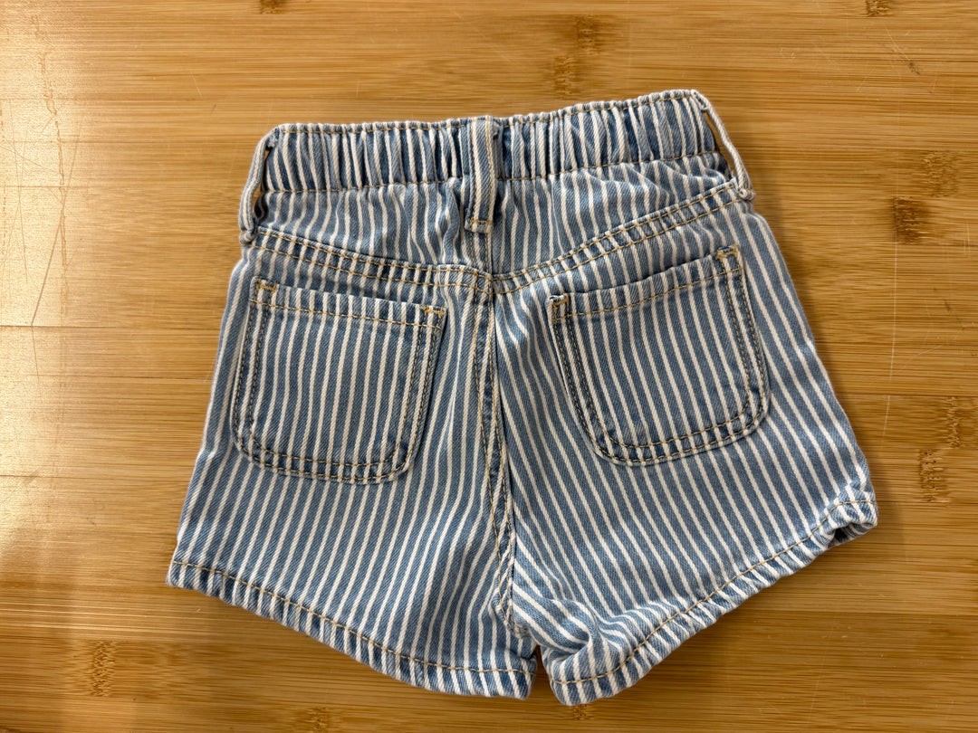 Old Navy Striped Denim Shorts – 2T | White and Blue Stripe