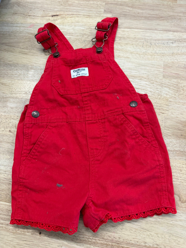 OshKosh Red Overalls with Lace Lining – 18M