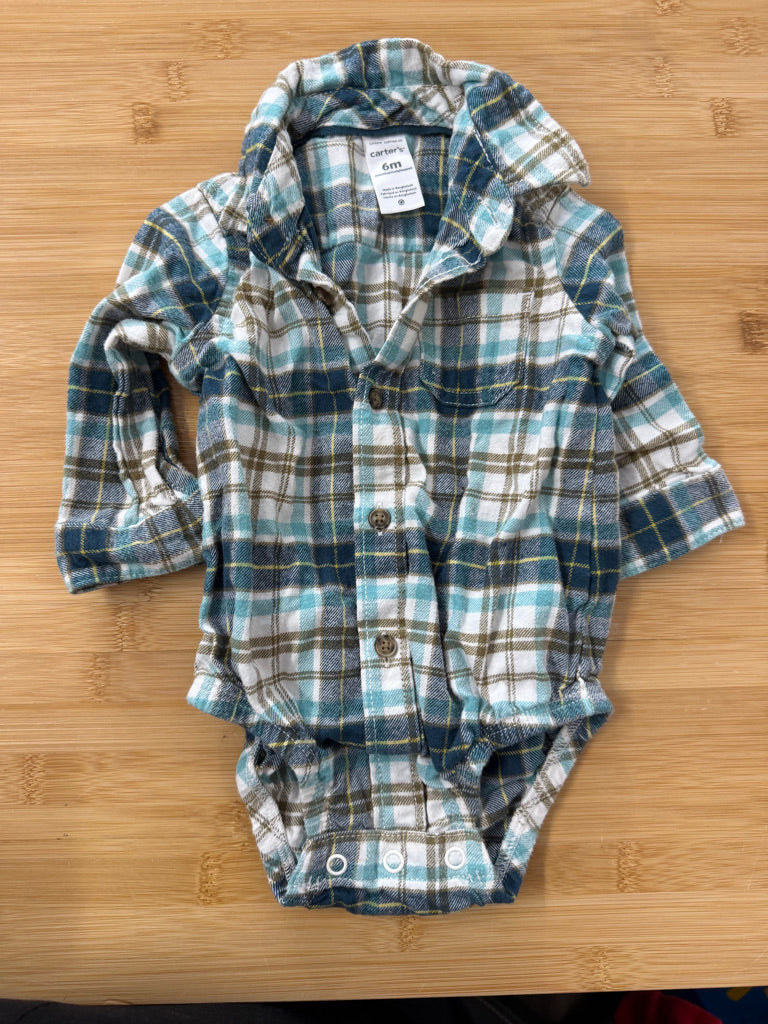 Carter's Flannel Plaid Button-Up Shirt – 6M | Blue & Brown