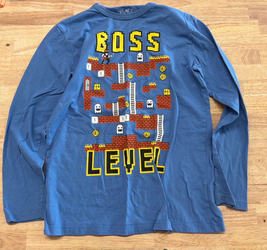 Children’s Place “Boss Level” Blue LS Tee 10/12