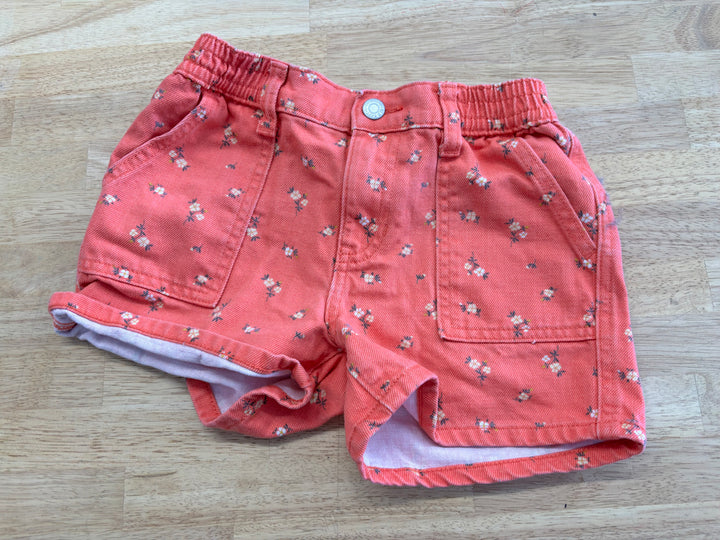 Old Navy Coral Floral Denim Shorts Elastic Waist | Size 8