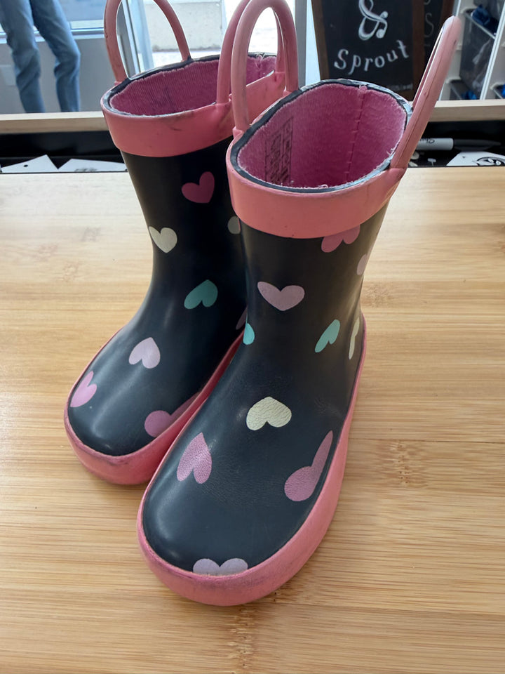 Joe Fresh Rain Boots – 6 | Navy Pink Hearts
