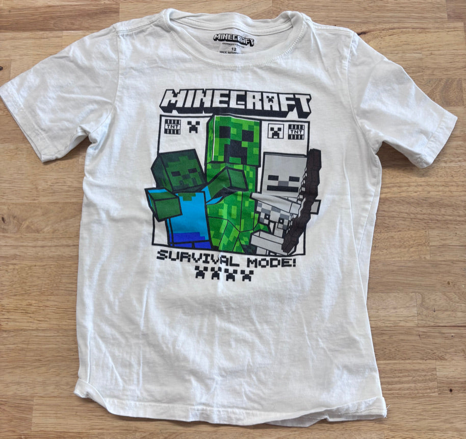 Minecraft Creeper Tee White Size 12