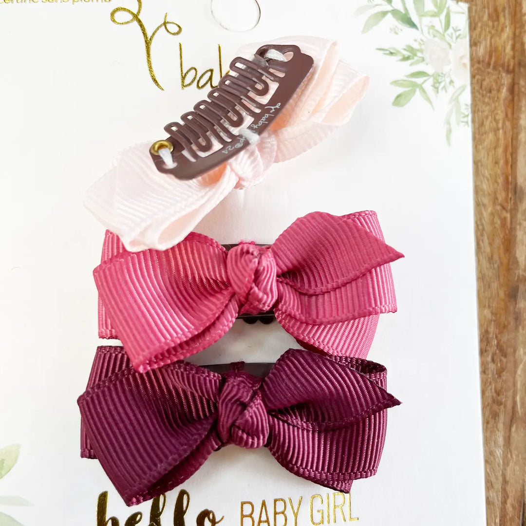 Aiyana Boutique Grosgrain Bows on Wisp Clips | 3 Piece