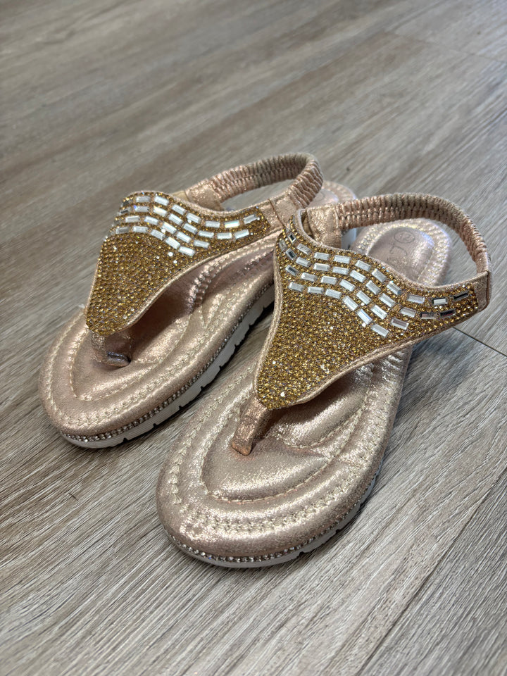 Lucia Gold Sparkle Platform Sandals | Size 12
