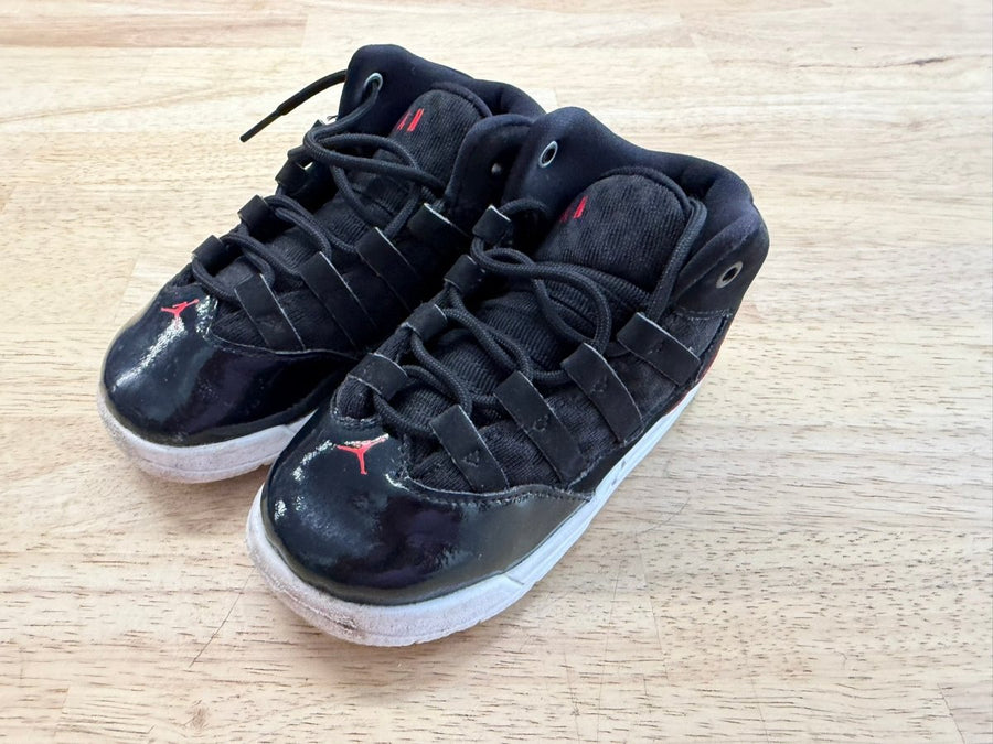 Jordan Sneakers – 8 (EU 24) | Red & Black Lace-Up - Nest and Sprout-Consignment