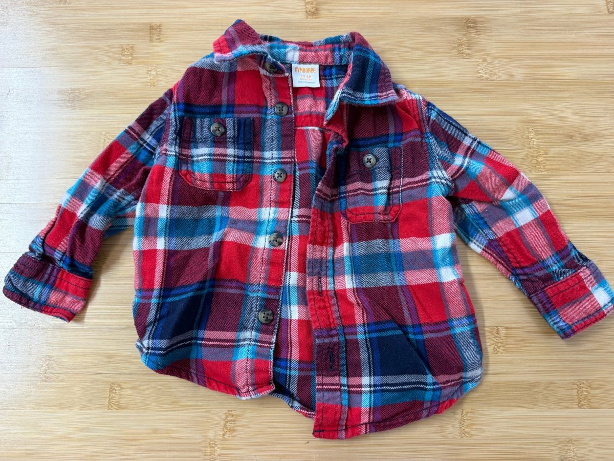 Gymboree Flannel Shirt – 12-18 Months | Red and Blue Plaid - Nest and Sprout-Consignment