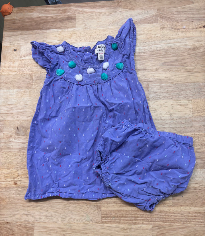 Hatley Dress – Purple Pompom 18-24<
