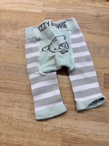 Izzie & Owie Mint/Grey Stripe Footless Tights 0–6M - Nest and Sprout - Consignment