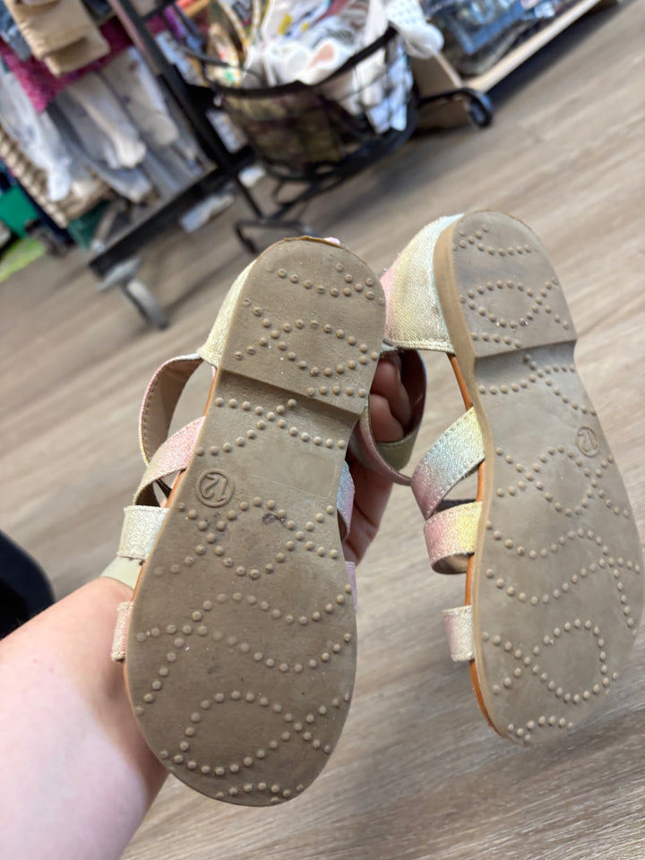 George Metallic Pink Rainbow Sandals Zip Back | Size 12