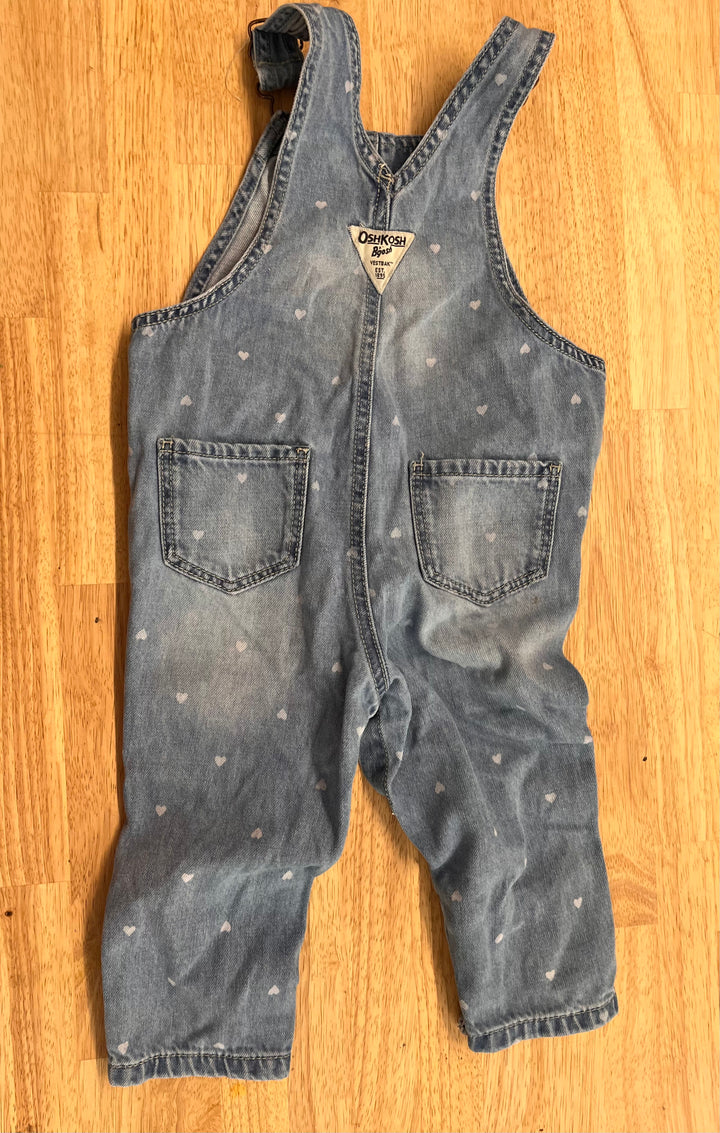 OshKosh Denim Overalls – Hearts Print 18 Months