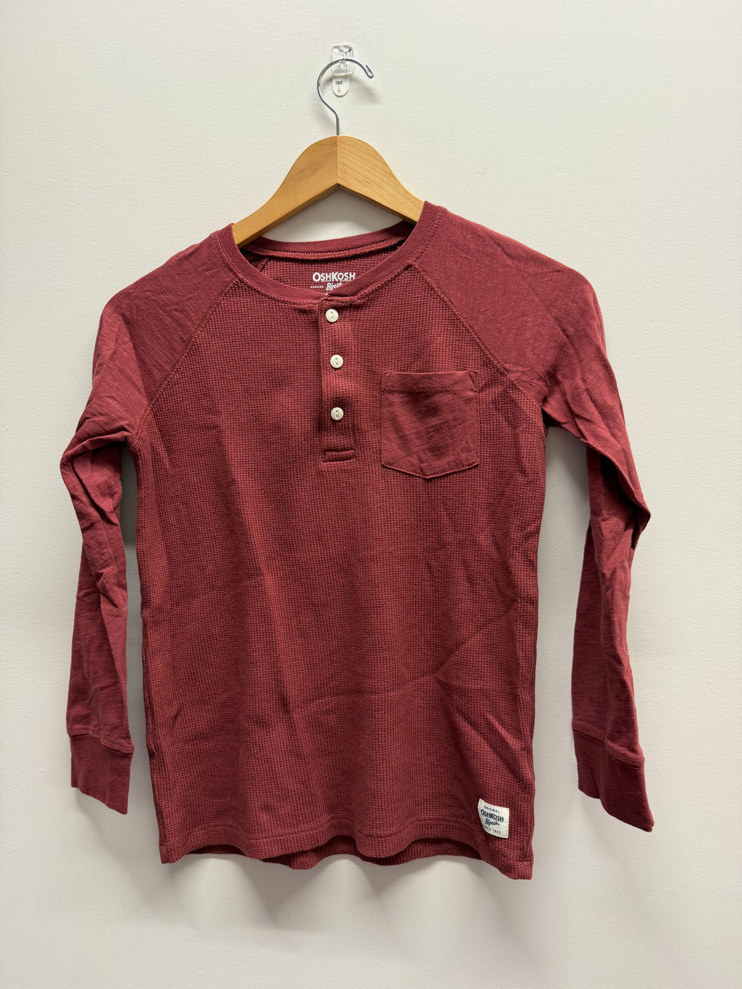OshKosh Waffle Knit Long Sleeve – 12 | Burgundy Lightweight Sleeves