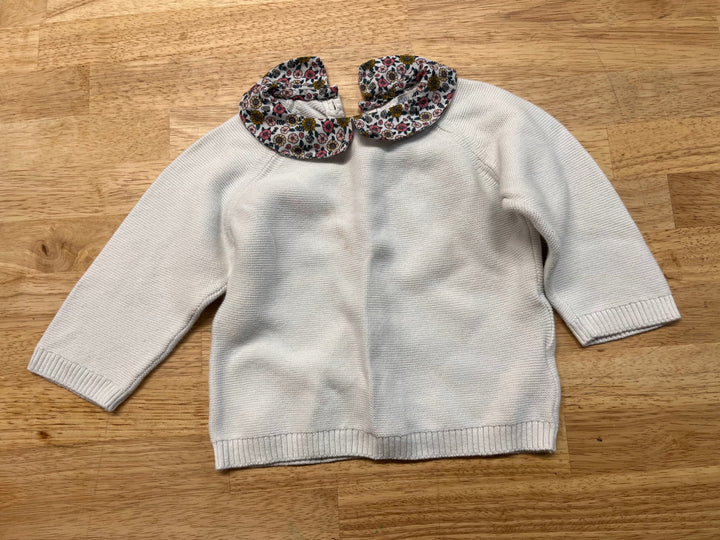 Bout Chouri Sweater – Size 12M (Knit with Floral Collar)