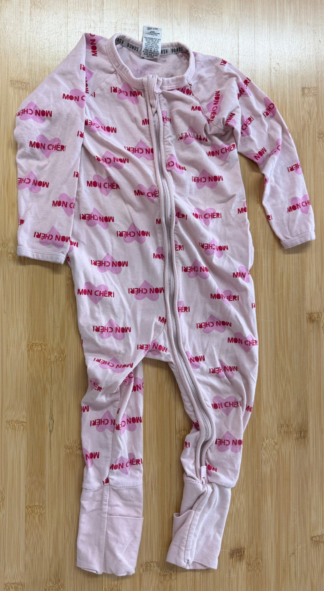 Bonds Wondersuit Mon Cheri – 12-18M | Mon Cheri | Light Pink | Hearts