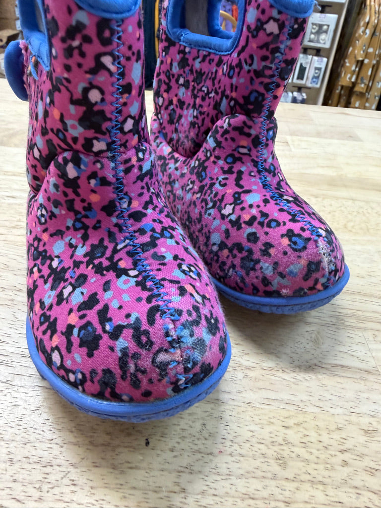 Baby Bogs Winter Boot – 6 | Cheetah with Fuchsia Pink and Blue Edging