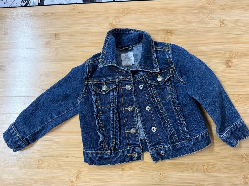 The Children's Place Ruffle Denim Jacket – 24M | Snap-Up - Nest and Sprout-Consignment