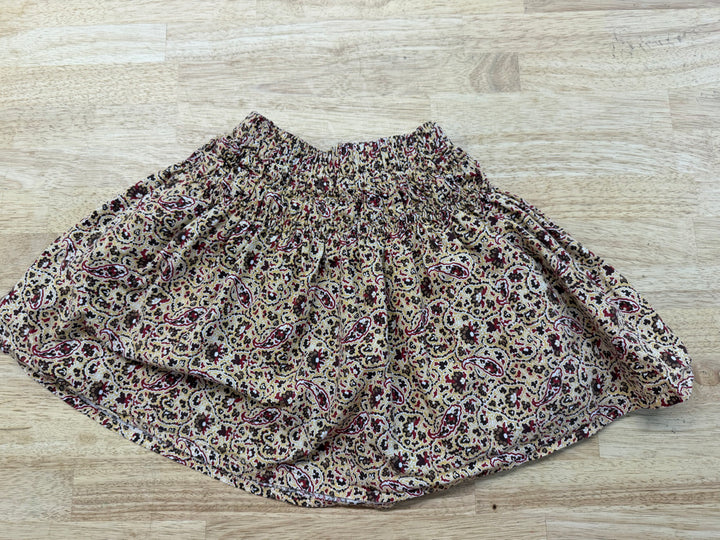 Zara Kids Smocked Skirt – 6 | Yellow Burgundy & Brown Paisley Lined