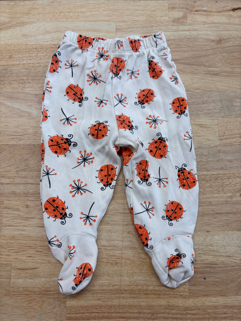 Maple Clothing Footed Pants – Size 3–6M (Ladybug Print)