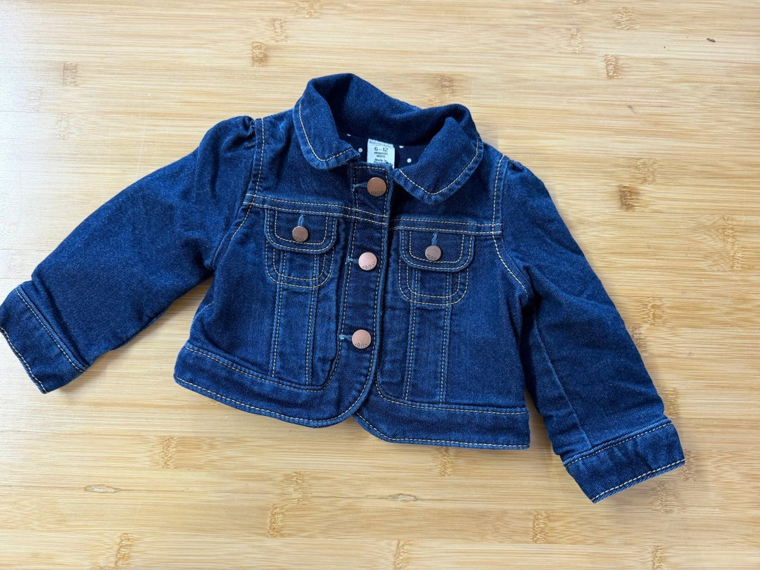 Baby Gap Denim Jacket – 6-12 Months | Light Wash | Polka Dot - Nest and Sprout-Consignment