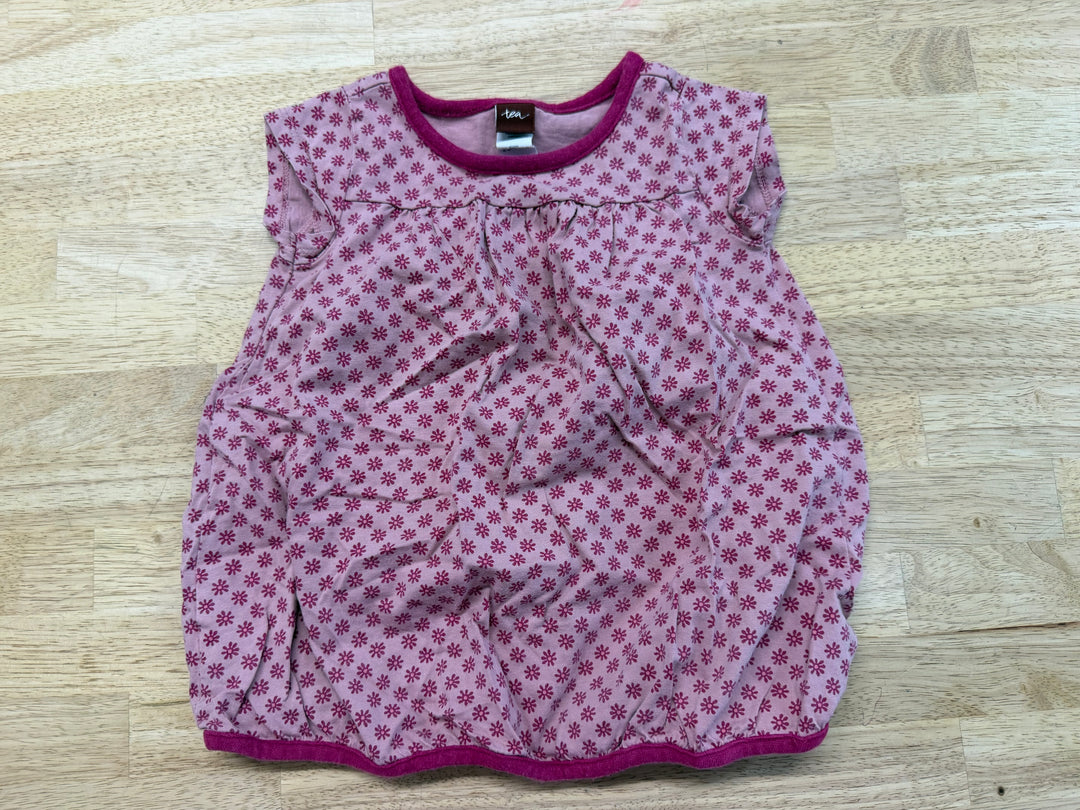 Tea Collection Light Pink Fuchsia Floral Bubble Dress – 6–12M | Short Sleeve