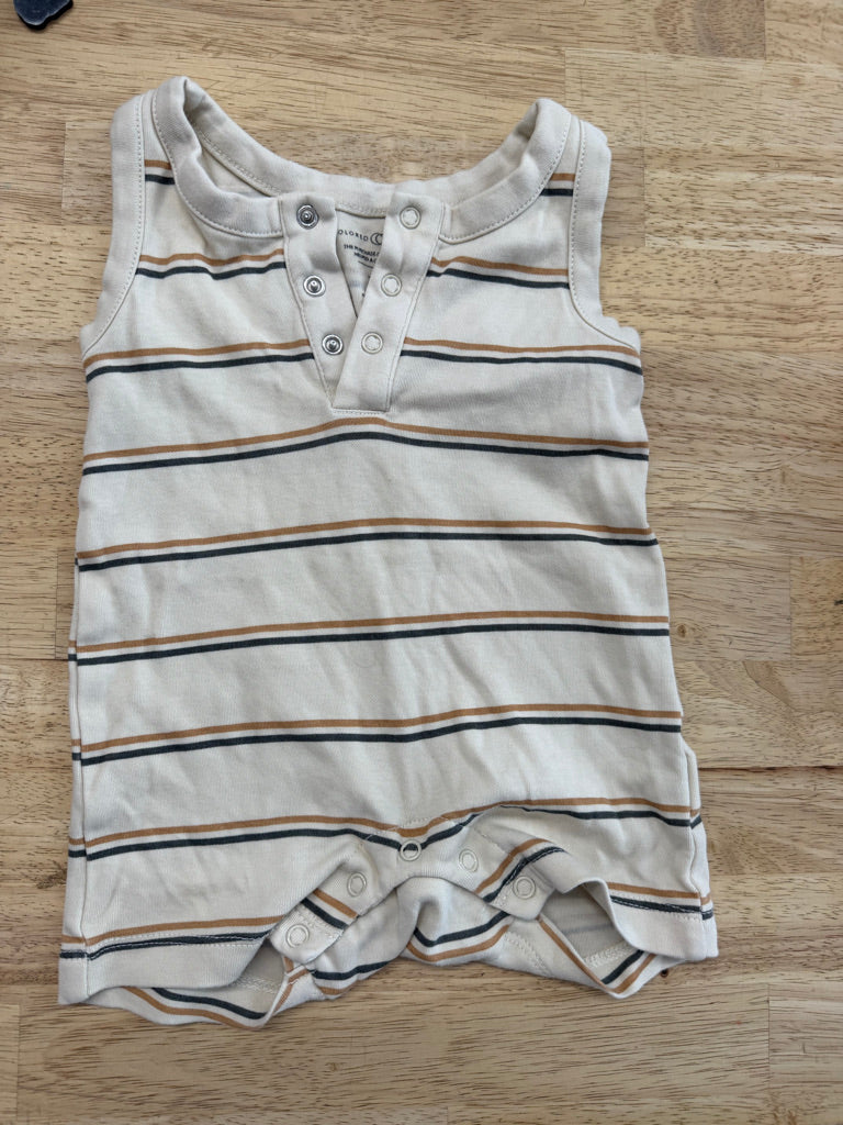 Colored Organics Sleeveless Stripe Romper – 3–6M | Cream Light Wear