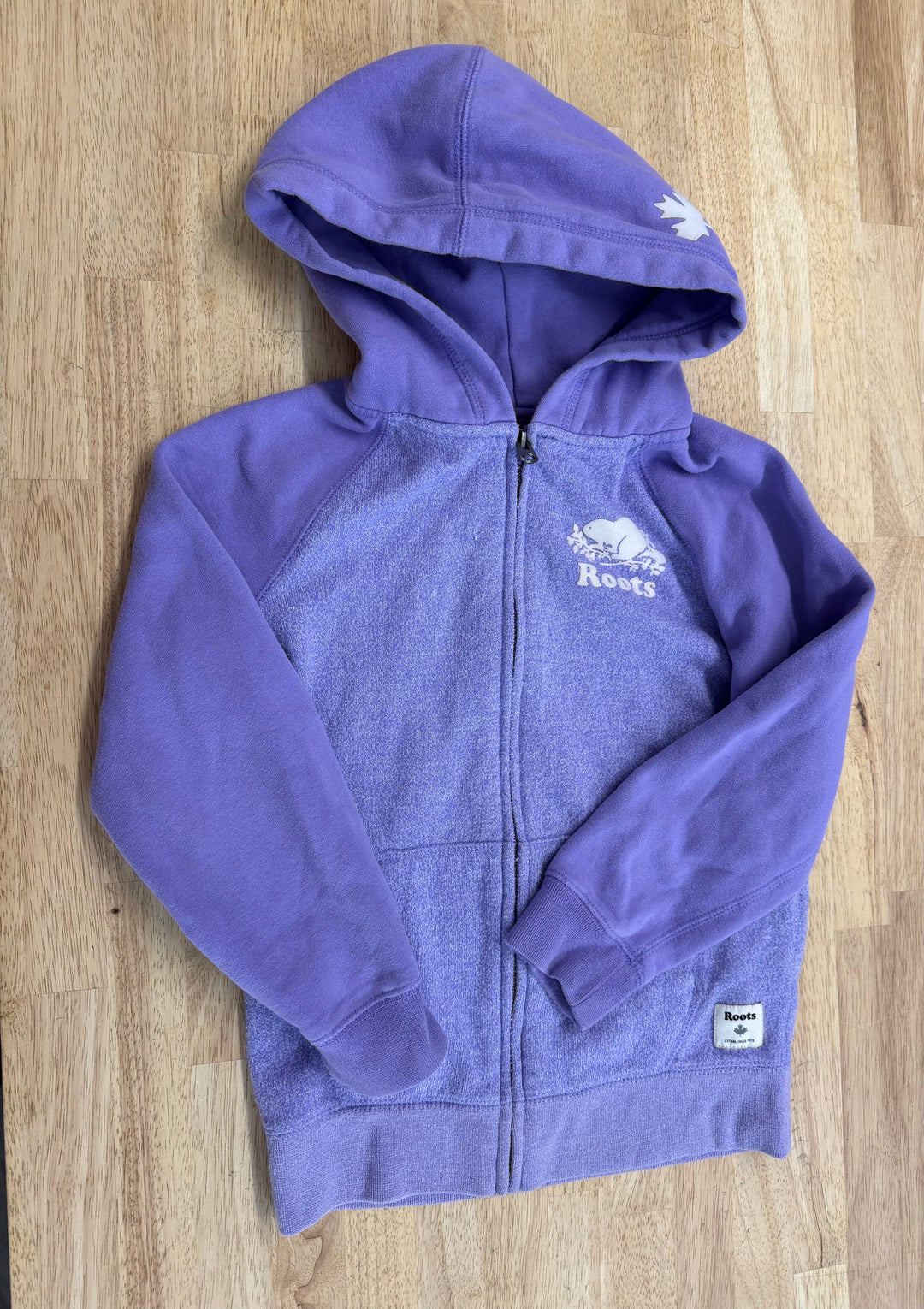Roots Hoodie – 7/8 | Purple Heathered Body with Solid Sleeves